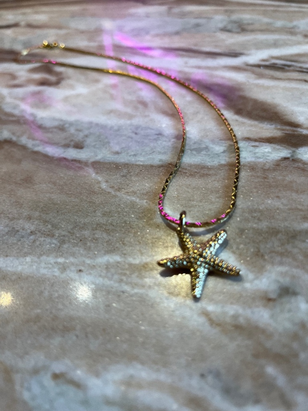 Vintage Gold Starfish Pendant Necklace